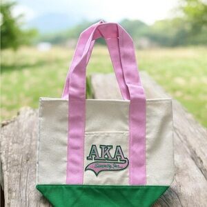 AKA Canvas Tote Bag - Pink and Green